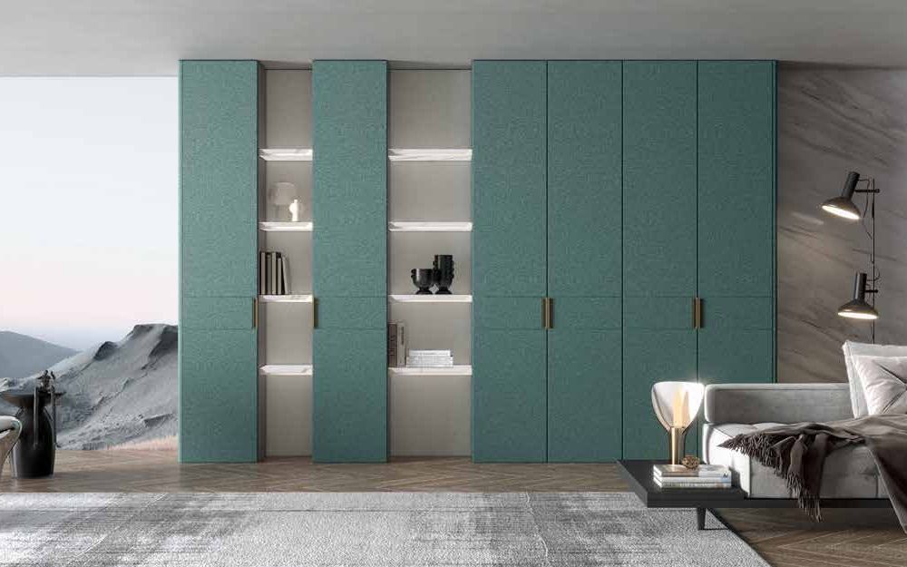 Teal feature wardrobe showing the wide colour and finish choices available